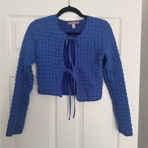 Urban Outfitters Cropped Blue Textured Women's Jacket cardigan size Small
